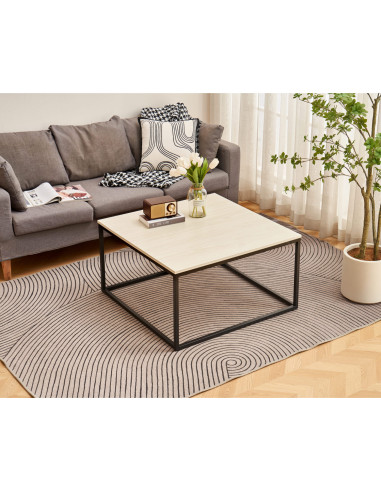 Mesa Centro Jaen MDF/Metal 80x80x45cm - Estilo Contemporáneo