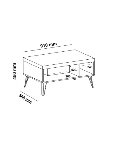 Mesa de Centro Liberty - Estilo Industrial con Patas Metálicas