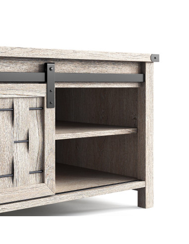 Mesa Centro 2 Puertas Vinh Gris - Diseño Rústico y Moderno