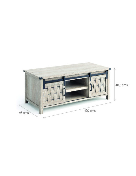 Mesa centro 2 puertas Vinh gris