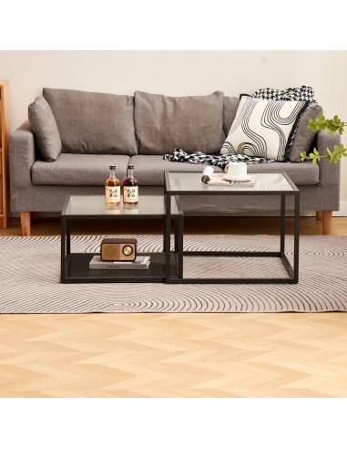 Mesa Centro Soria Set de 2 - Vidrio Templado Moderno