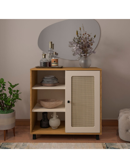 Buffet 1 puerta Charlotte Roble-Blanco