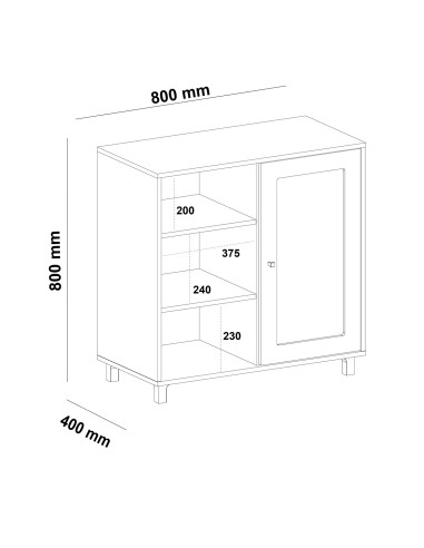 Buffet 1 puerta Charlotte Roble-Menta