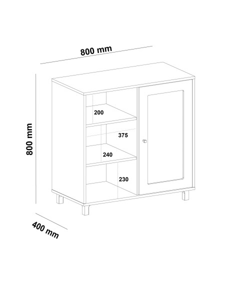 Buffet 1 puerta Charlotte Roble-Menta