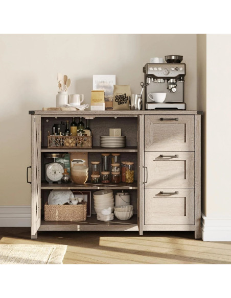 Buffet 3 cajones 2 puertas Vinh gris