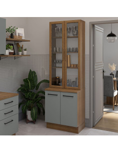 Vitrina 4 puertas Agata gris 70cm 2