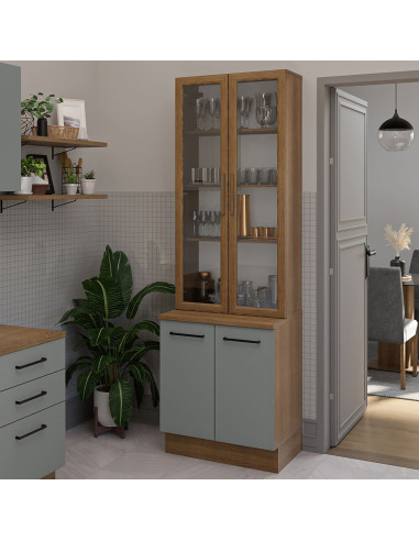 Vitrina 4 puertas Agata gris 70cm