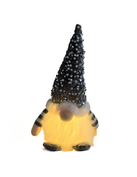 Gnomo navidad con luz gris 28cm
