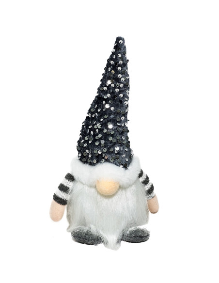 Gnomo navidad con luz gris 28cm