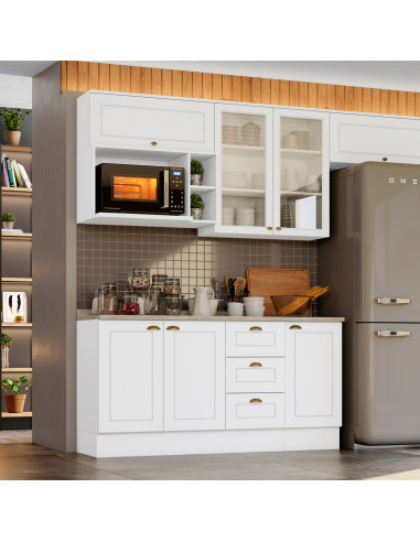 Aéreo Cocina Americana Blanco 2 Puertas Vidrio 80cm