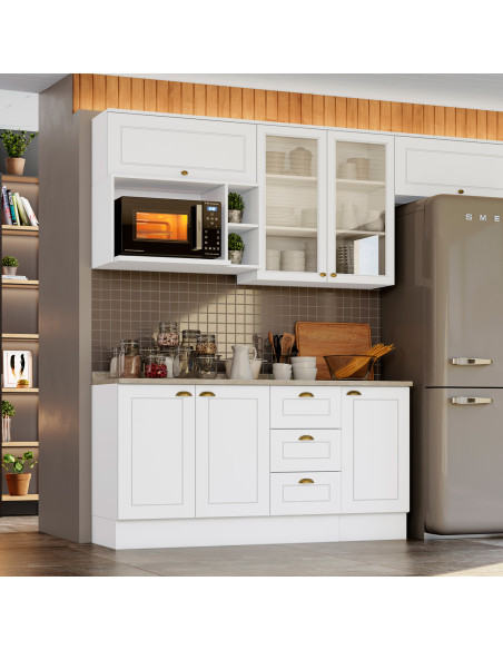 Aéreo Cocina Americana Blanco 2 Puertas Vidrio 80cm