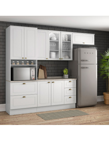 Aéreo Cocina Americana Blanco 2 Puertas Vidrio 80cm