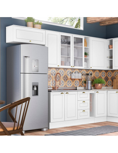 Aéreo Cocina Americana Blanco 2 Puertas Vidrio 80cm