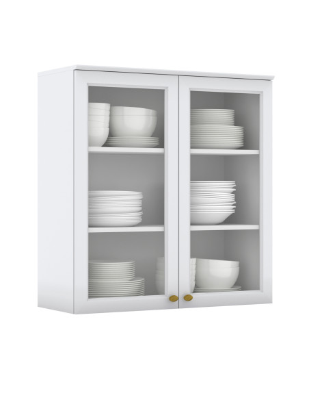 Aéreo Cocina Americana Blanco 2 Puertas Vidrio 80cm