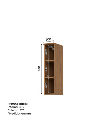 Aéreo Especiero Requinte 20cm - Mueble de Cocina Práctico