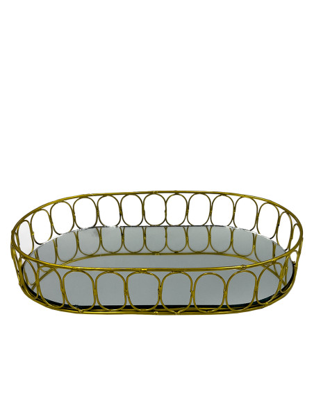 Bandeja Ovalada Espejo Metal 30x17cm - Elegante y Versátil