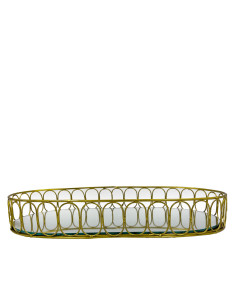 Bandeja Ovalada Espejo Metal 35x20cm - Elegante y Moderna