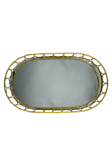 Bandeja Ovalada Espejo Metal 30x17cm - Elegante y Versátil