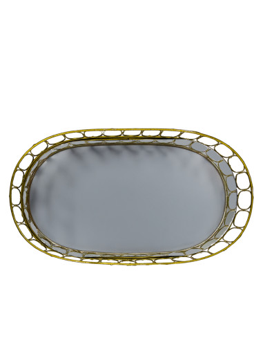 Bandeja Ovalada Espejo Metal 35x20cm - Elegante y Moderna