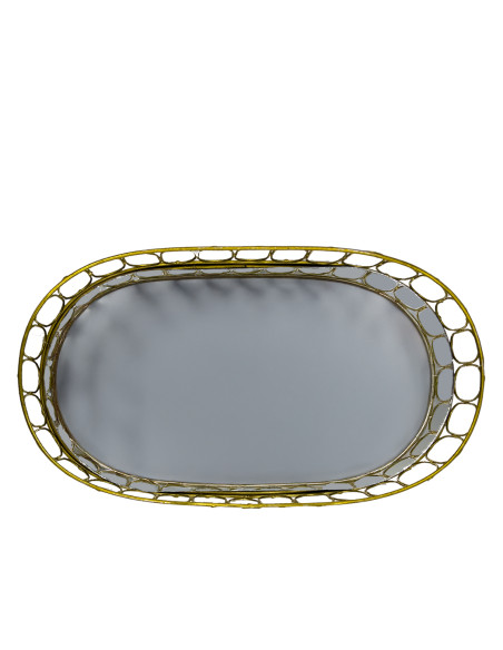 Bandeja Ovalada Espejo Metal 35x20cm - Elegante y Moderna