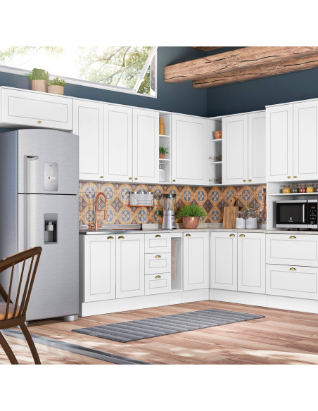 Base Esquinero Americana Blanco 1 Puerta 84cm - Mueble Cocina