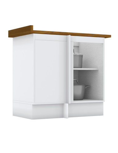 Base Esquinero Americana Blanco 1 Puerta 84cm - Mueble Cocina