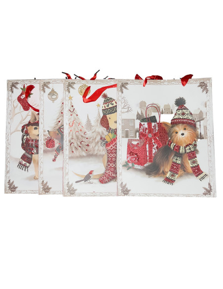 Bolsa navidad 26x30x10cm perritos surtido