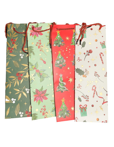 Bolsa navidad 12x36x10cm vino surtido