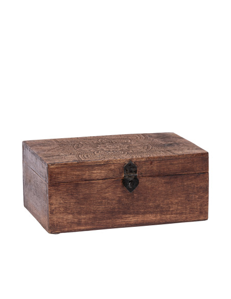 Caja de Madera Oscura 28x18x12cm - Organización Dormitorio