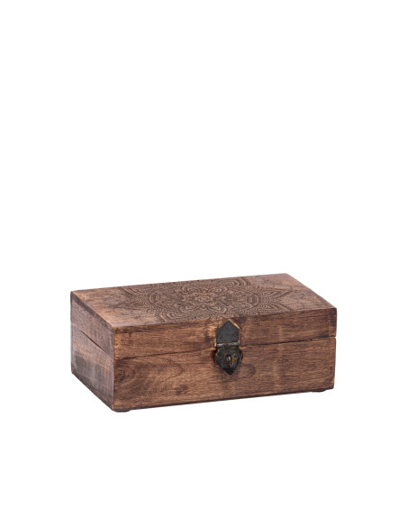 Caja de Madera Oscura 22x14x8cm - Organización Dormitorio