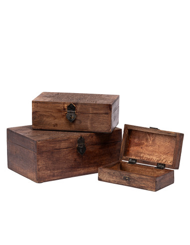 Caja de Madera Oscura 22x14x8cm - Organización Dormitorio