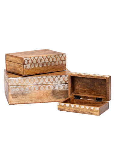 Caja de Madera con Estampado para Organizar y Decorar