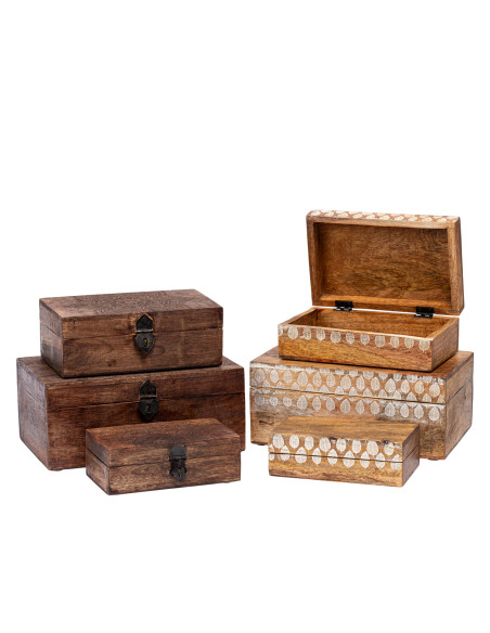 Caja de Madera con Estampado para Organizar y Decorar