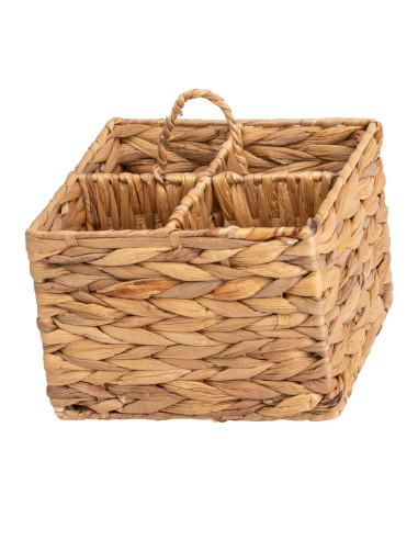 Canasto de Fibra Natural con 4 Divisiones - Organizador Decorativo