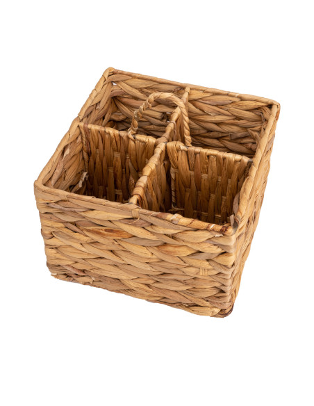 Canasto de Fibra Natural con 4 Divisiones - Organizador Decorativo