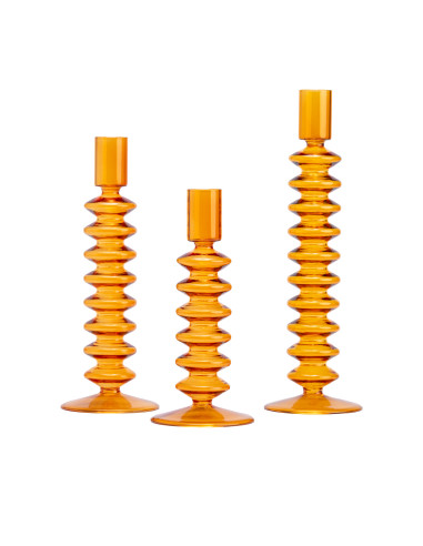 Candelabro de Vidrio Naranjo 26cm - Decoración Elegante