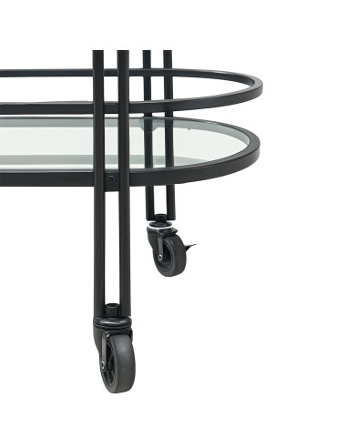 Carro Bar de 2 Niveles 74cm Negro - Muebles de Comedor