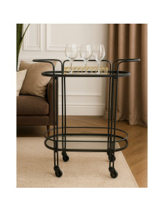 Carro Bar de 2 Niveles 74cm Negro - Muebles de Comedor 2