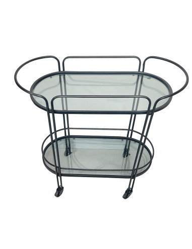 Carro Bar de 2 Niveles 74cm Negro - Muebles de Comedor