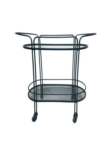 Carro Bar de 2 Niveles 74cm Negro - Muebles de Comedor