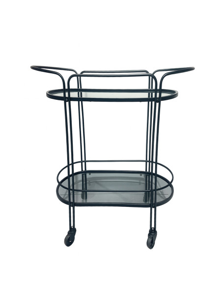 Carro Bar de 2 Niveles 74cm Negro - Muebles de Comedor