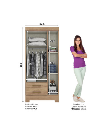Closet 3 Puertas Jequitibia - Mueble de Dormitorio