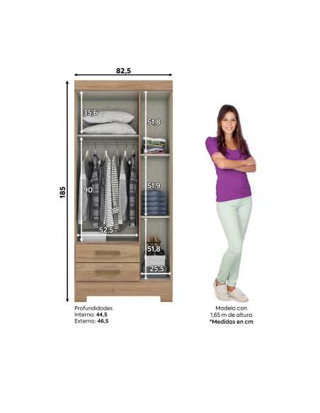 Closet 3 Puertas Jequitibia - Mueble de Dormitorio