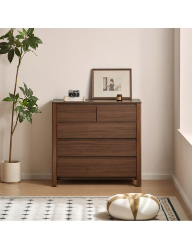 Cómoda 5 cajones Luntra café oscuro