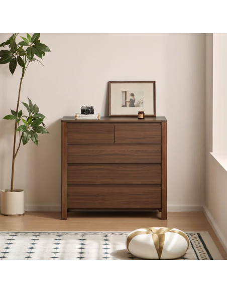 Cómoda 5 cajones Luntra café oscuro