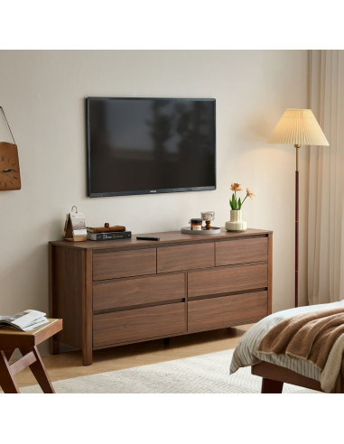 Cómoda 7 cajones Luntra café oscuro