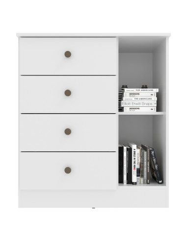 Cómoda Lisboa Blanco 4 Cajones - Mueble de Dormitorio Moderno