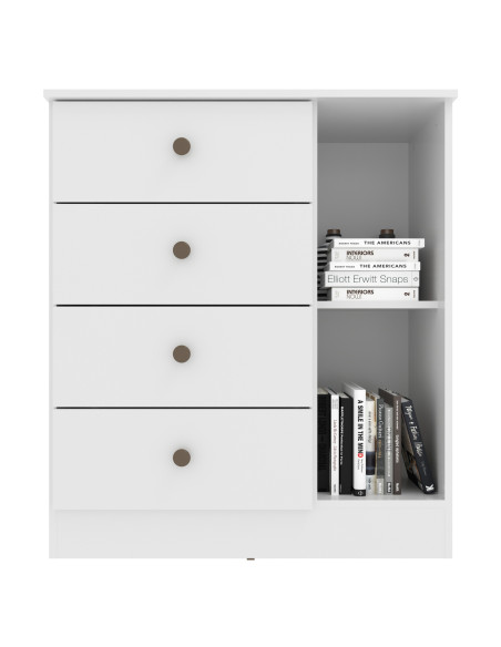 Cómoda Lisboa Blanco 4 Cajones - Mueble de Dormitorio Moderno
