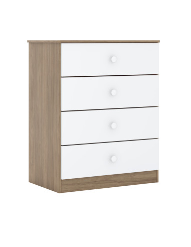 Cómoda Laberinto Blanco-Café 4 Cajones - Muebles Infantiles