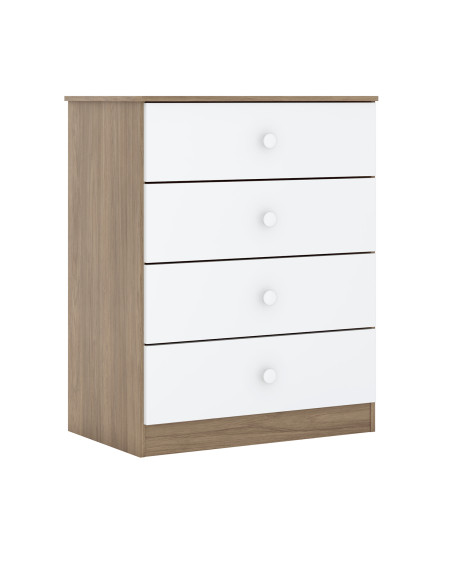 Cómoda Laberinto Blanco-Café 4 Cajones - Muebles Infantiles